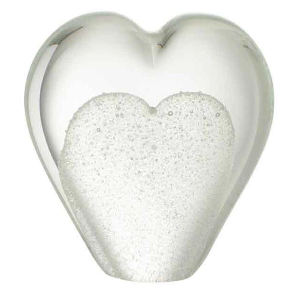 Presse-papier en verre cœur 10cm blanc – J-LINE
