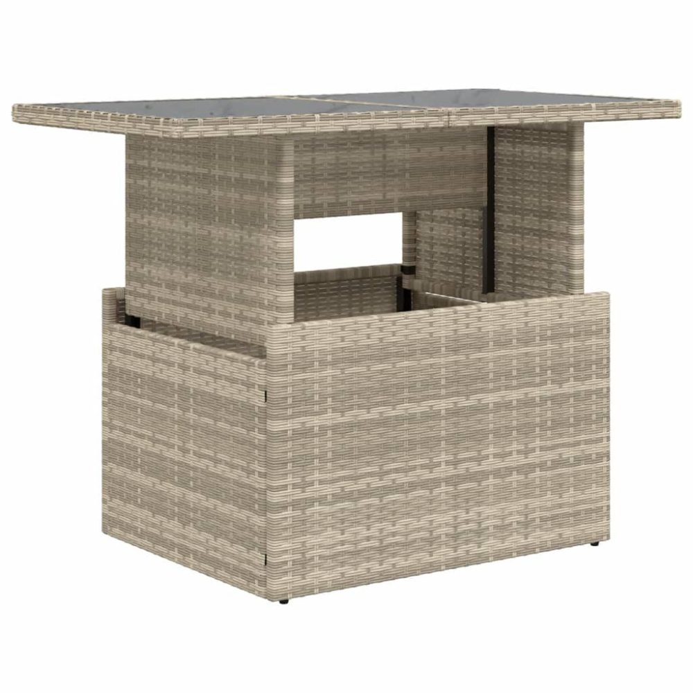 vidaXL Table de jardin dessus en verre gris clair 100x55x73 cm rotin - Cuisine